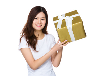 young woman hold with giftbox
