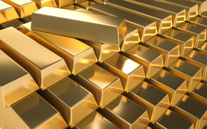 一堆黄金金砖金库 货币