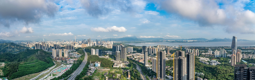粤港澳大湾区,中国广东省深圳市城市风光全景图