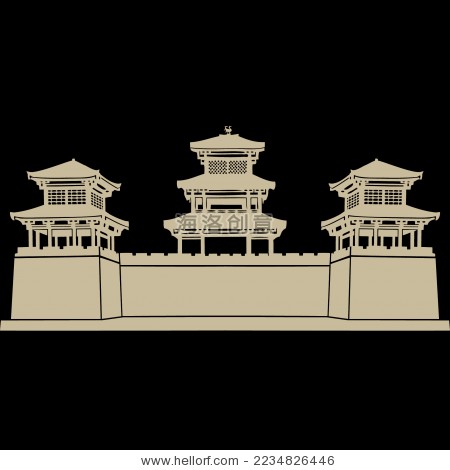 中国古典建筑宫殿 城楼 剪影矢量素材