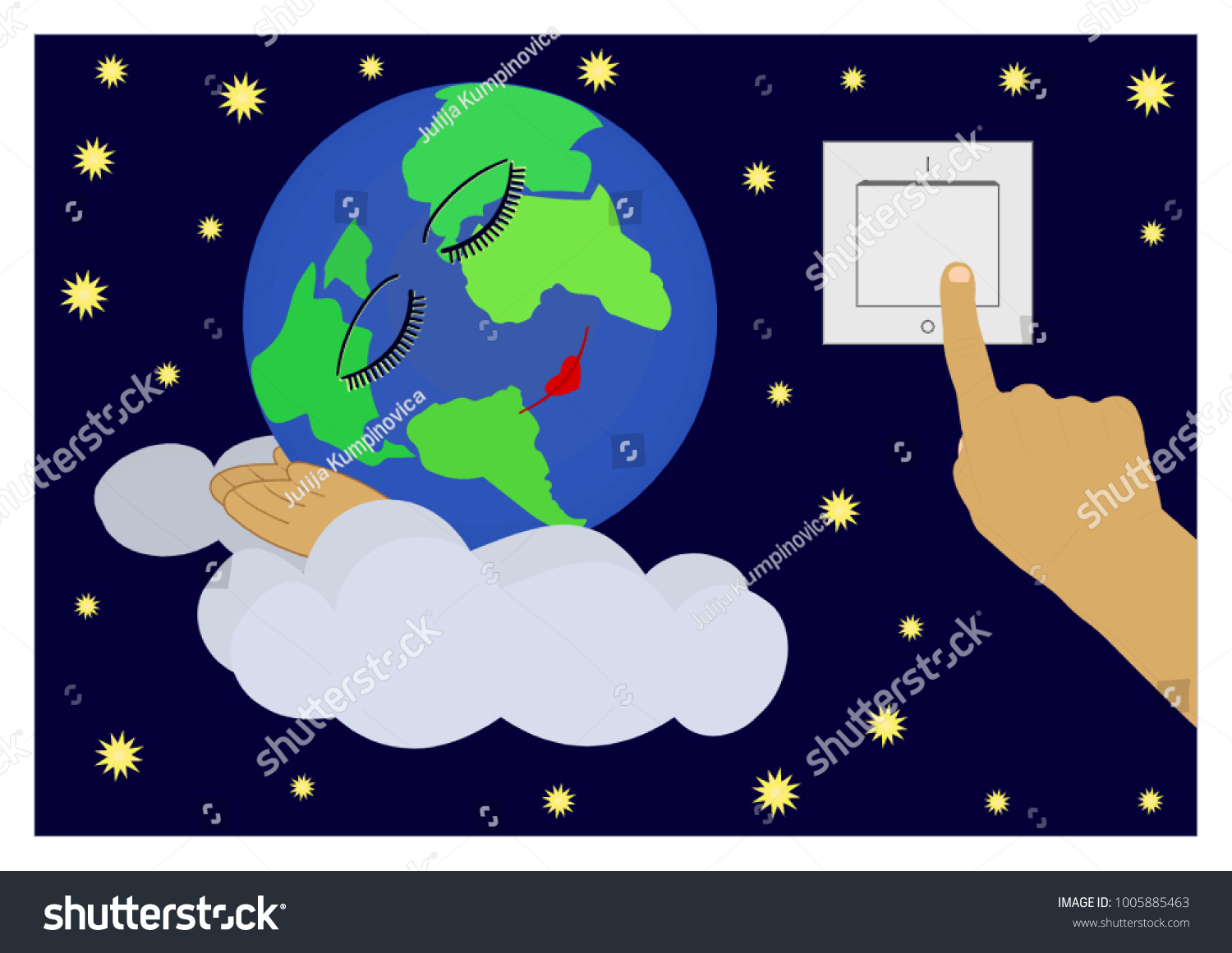 
Vector illustration of Earth Hour - movement  that encouraging all to turn off lights for 60 minutes