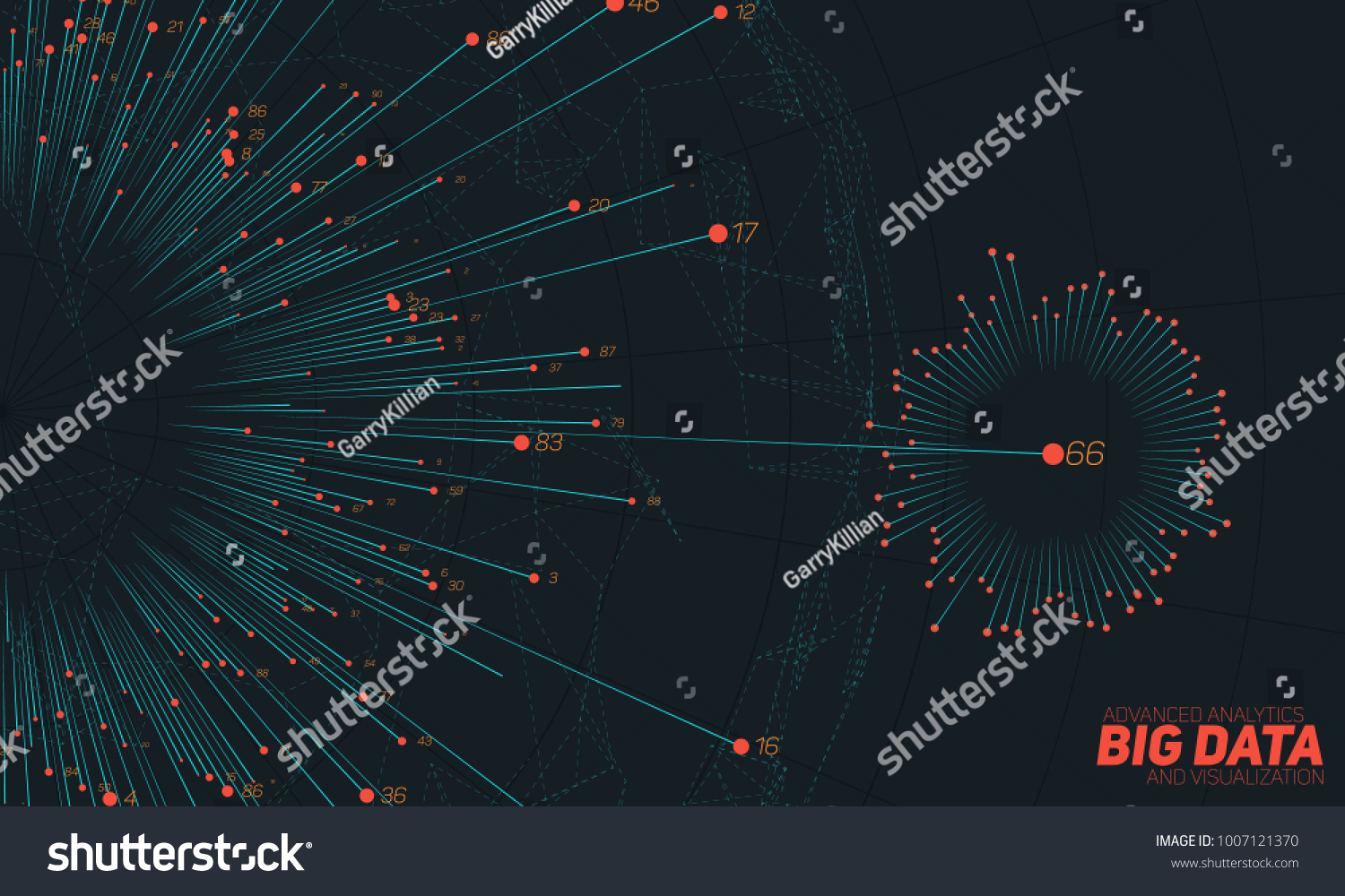 Big data circular visualization. Futuristic infographic. Information aesthetic design. Visual data complexity. Complex data threads analysis. Social network representation. Abstract business graph.
