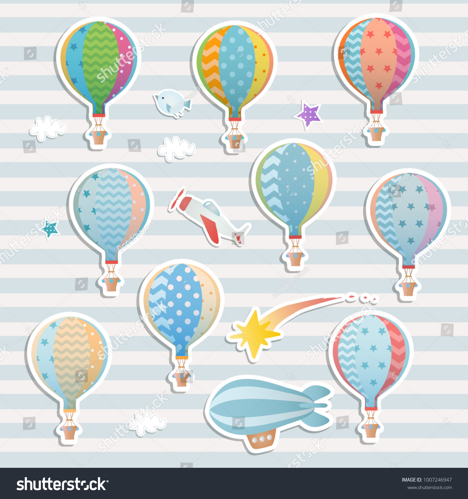 Set of balloons. Paper sticker. _站酷海洛_正版图片_视频_字体_音乐素材交易平台_站酷旗下品牌