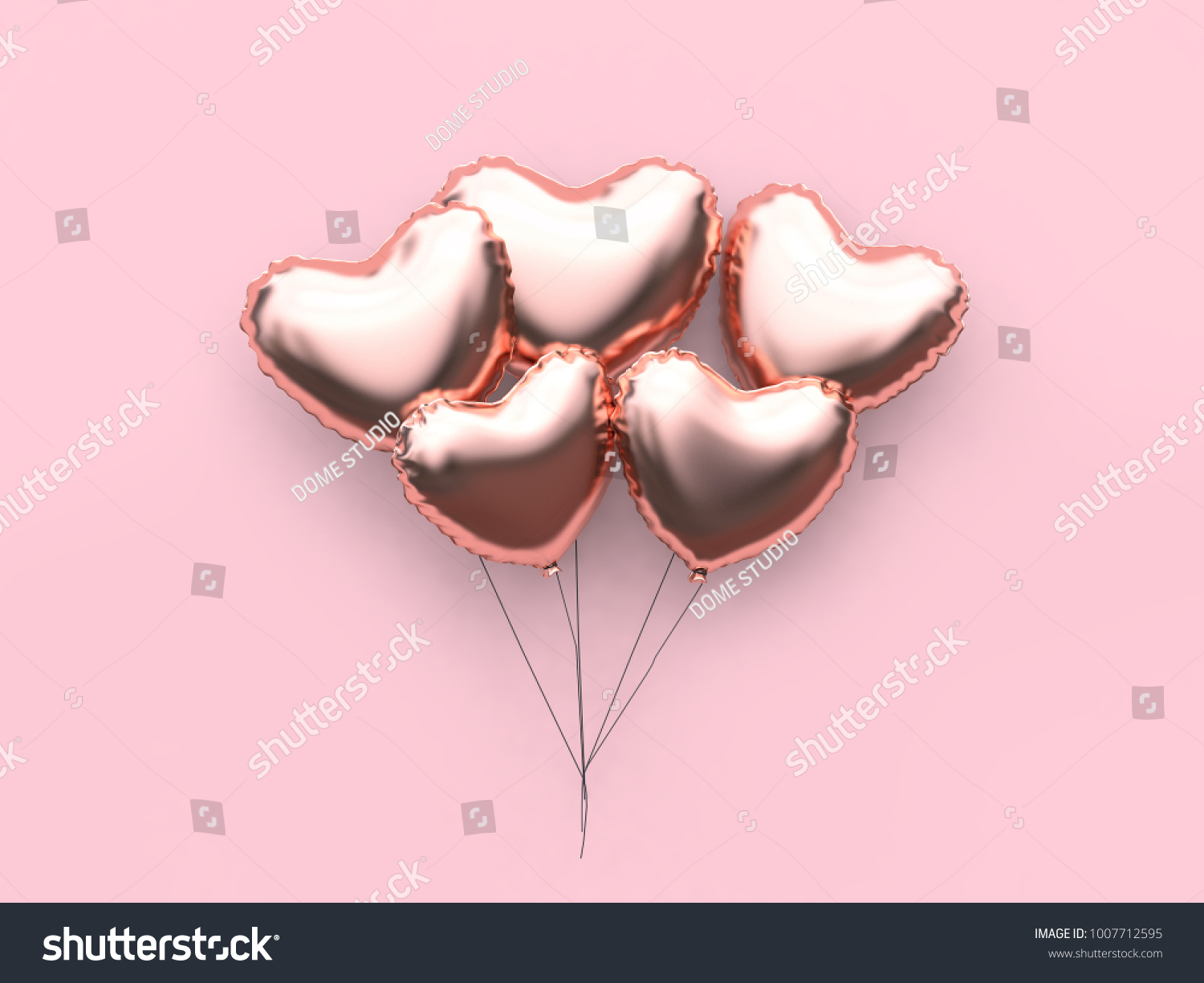 abstract metallic heart balloon valentine concept 3d rendering