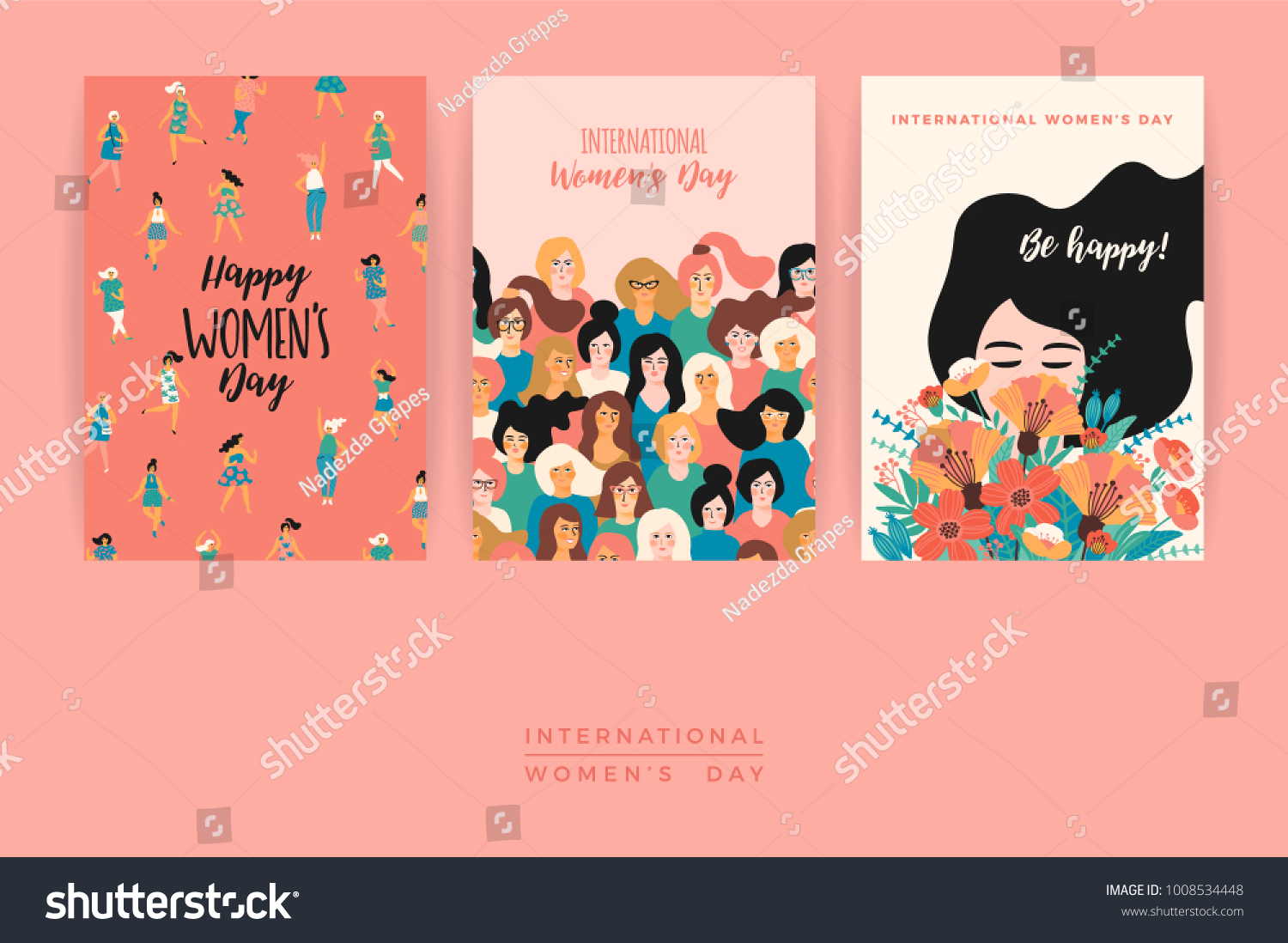 国际妇女节。卡 海报 传单和其他用户的矢量模板