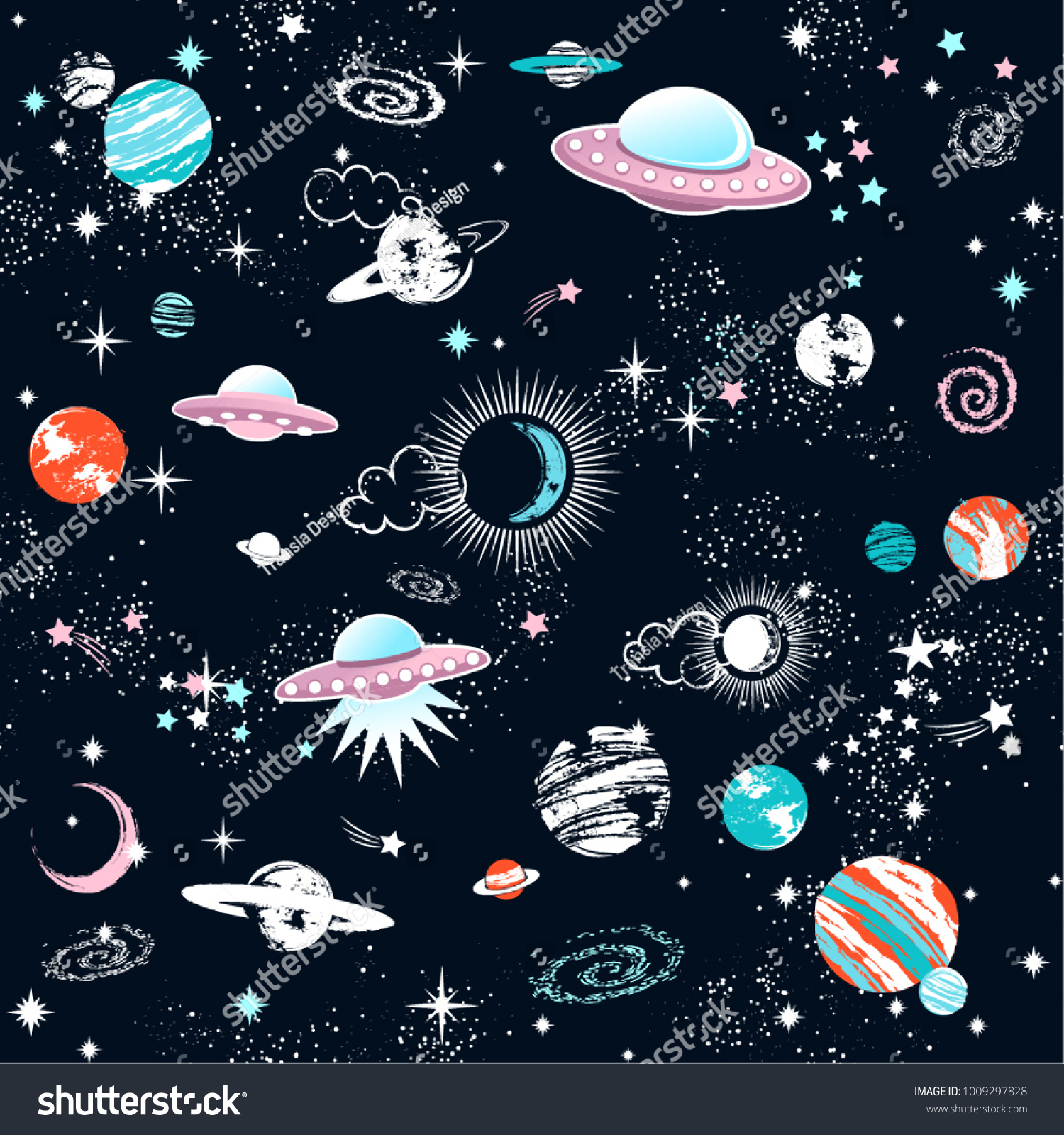 Space Galaxy constellation seamless pattern print could be used for textile  zodiac star yoga mat  phone case