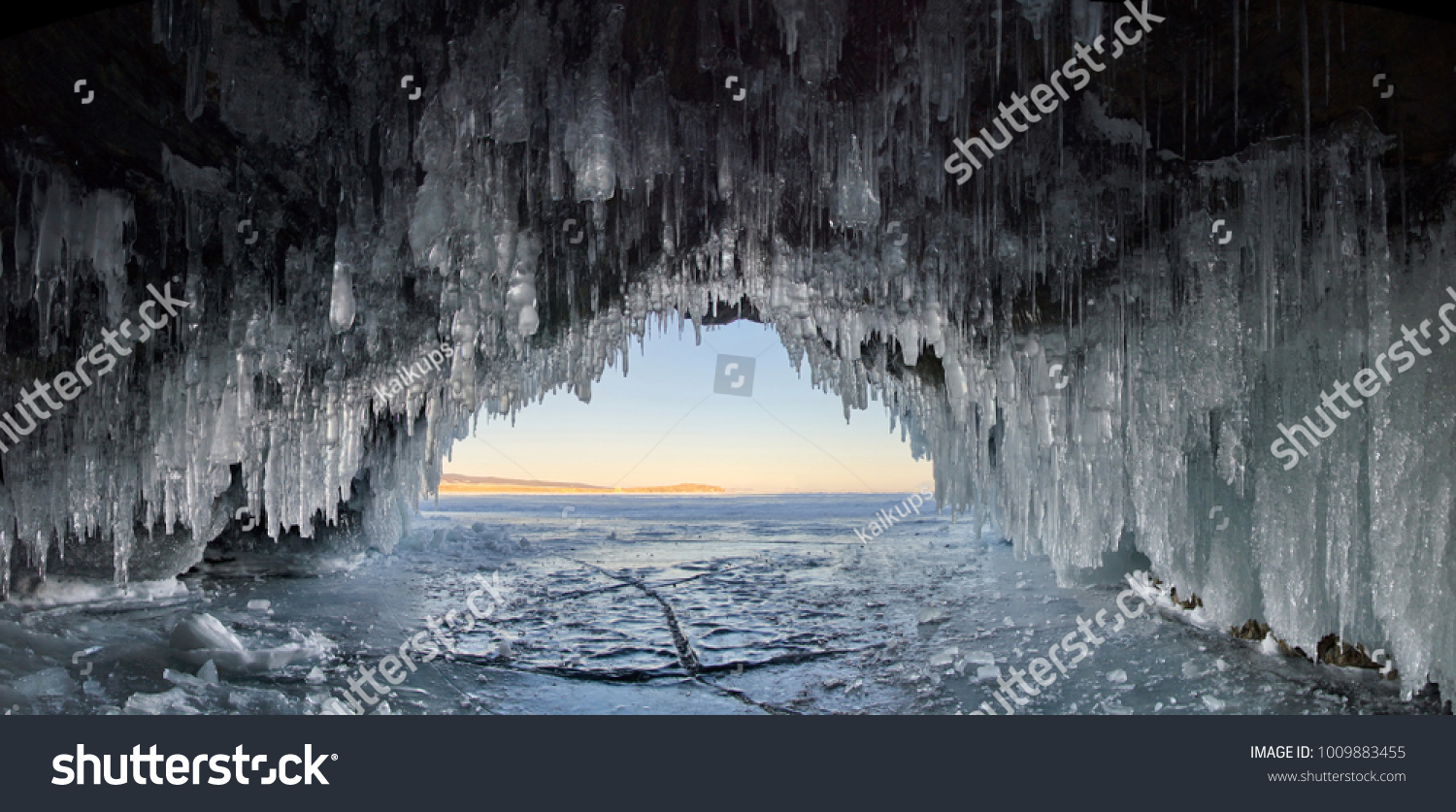 Russia. Eastern Siberia  lake Baikal. Ice caves of Olkhon island from the Small sea.