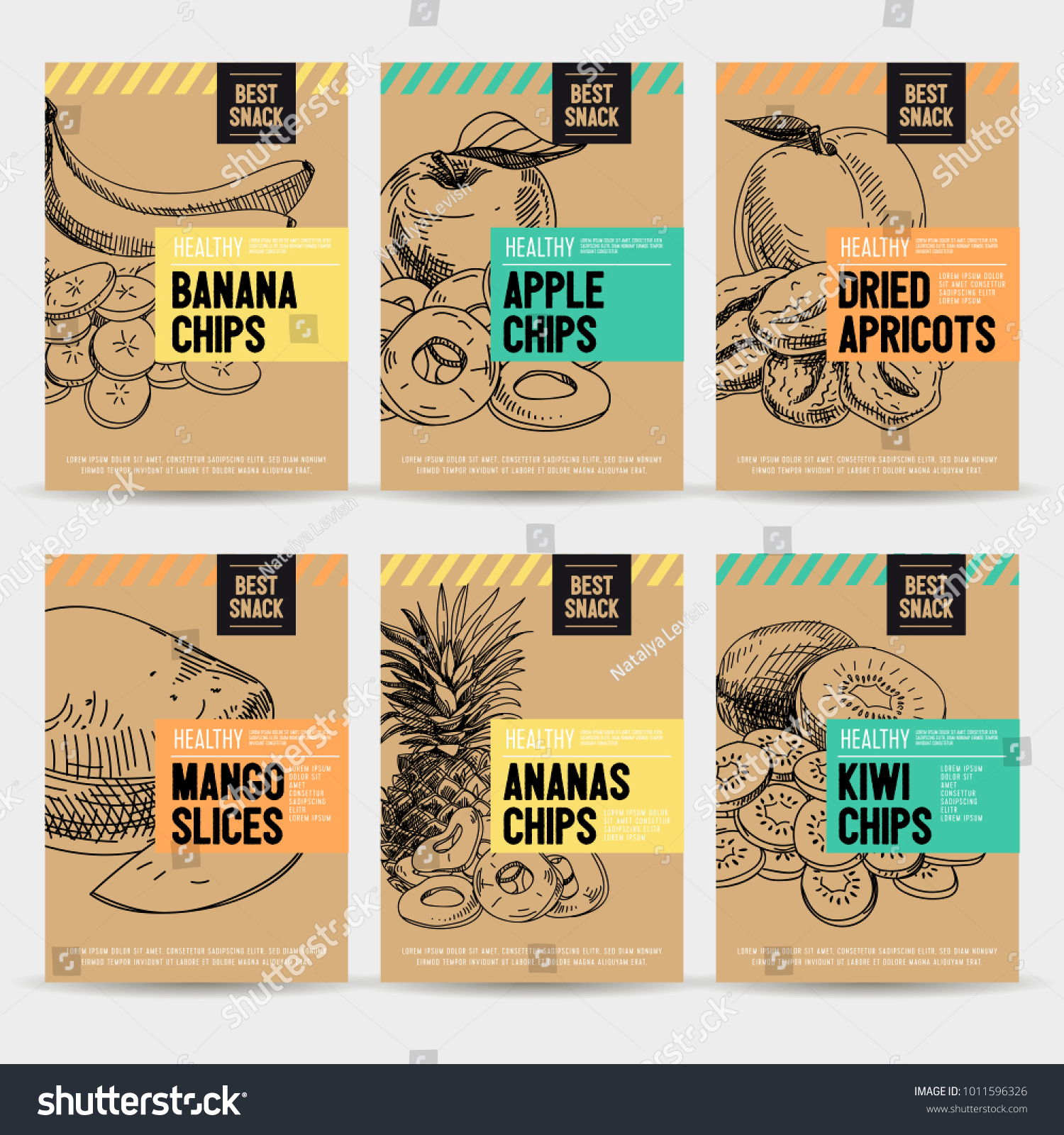 Beautiful vector hand drawn healthy snack card set. Detailed trendy style images. Modern sketch elements collection for packaging design.