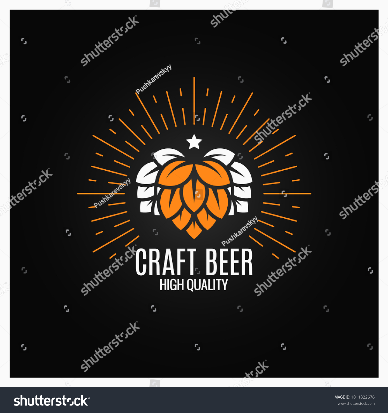 beer hops logo on black background