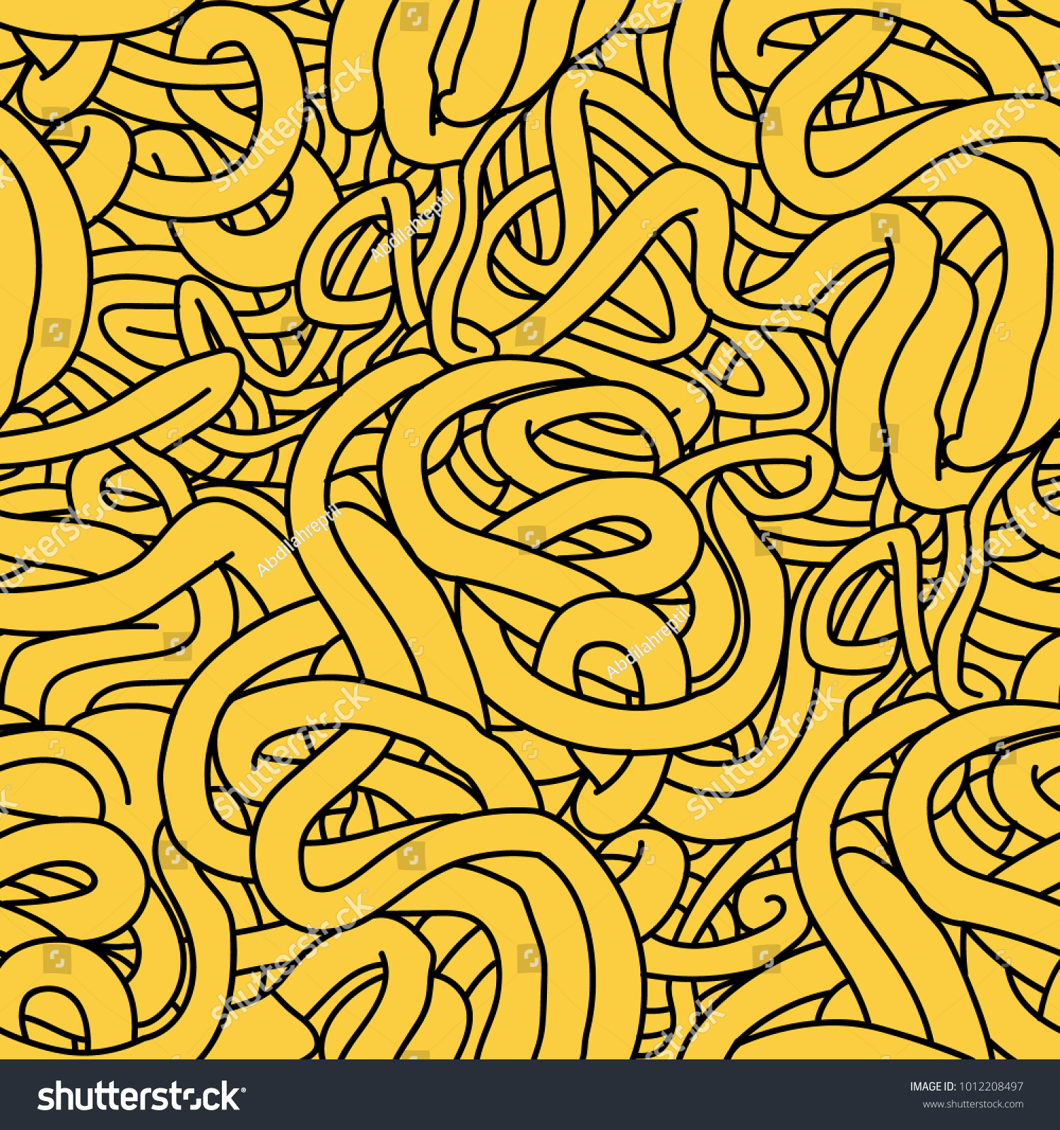 Noodle Doodle Ramen Drawing Vector  Seamless Pattern Outline