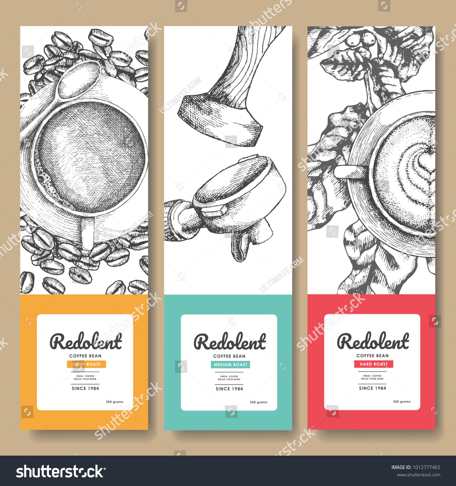 Sketch drawing art for coffee packaging label.Use by Pen ink.Vector and