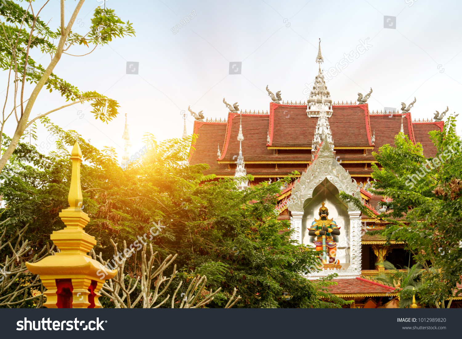 Beautiful buildings in ancient temples in Xishuangbanna  Yunnan  China.