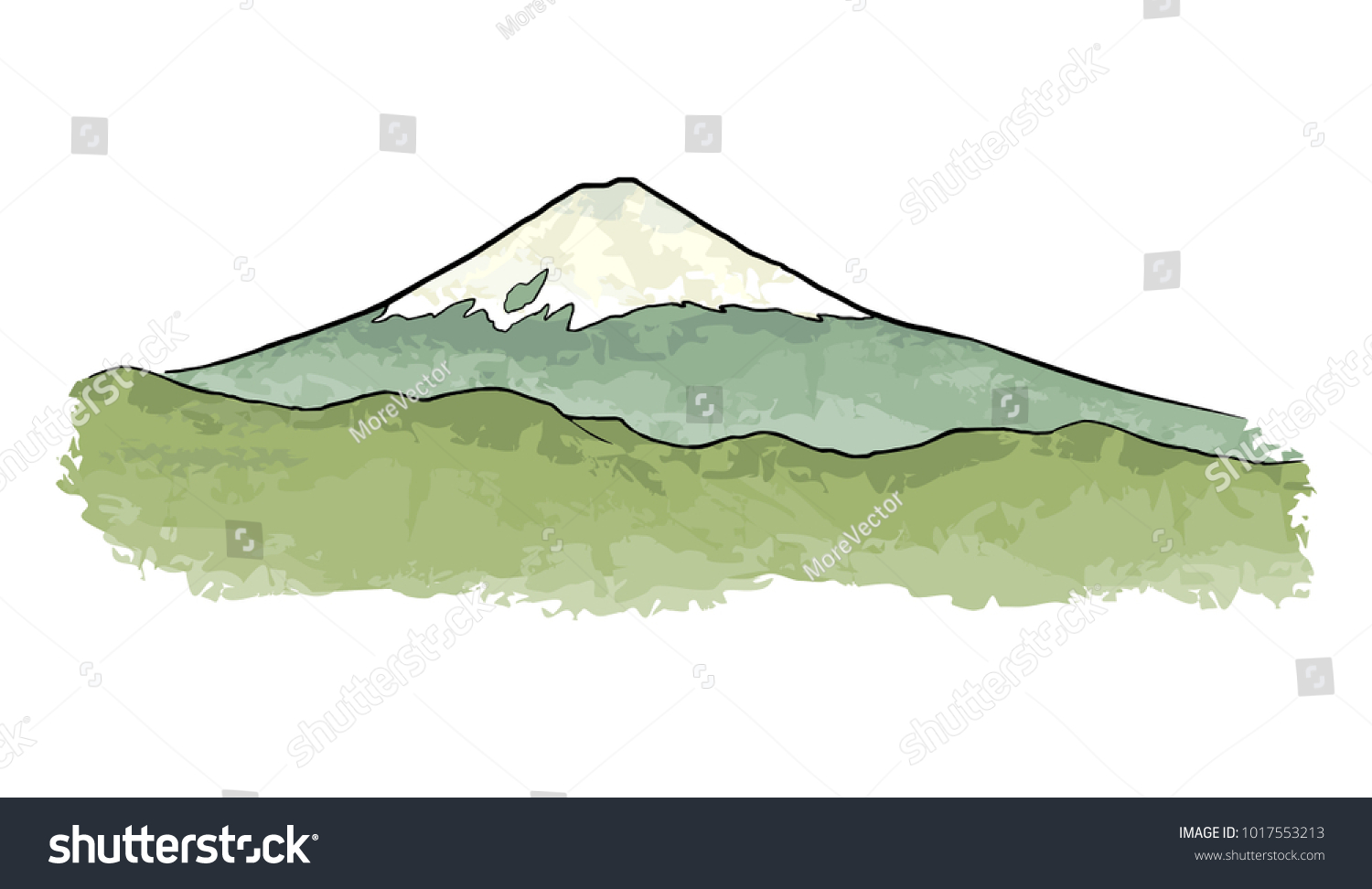 Mountain Fuji in Japan. Vintage color vector engraving illustration for poster  label  web. Isolated on white background. Hand drawn design element