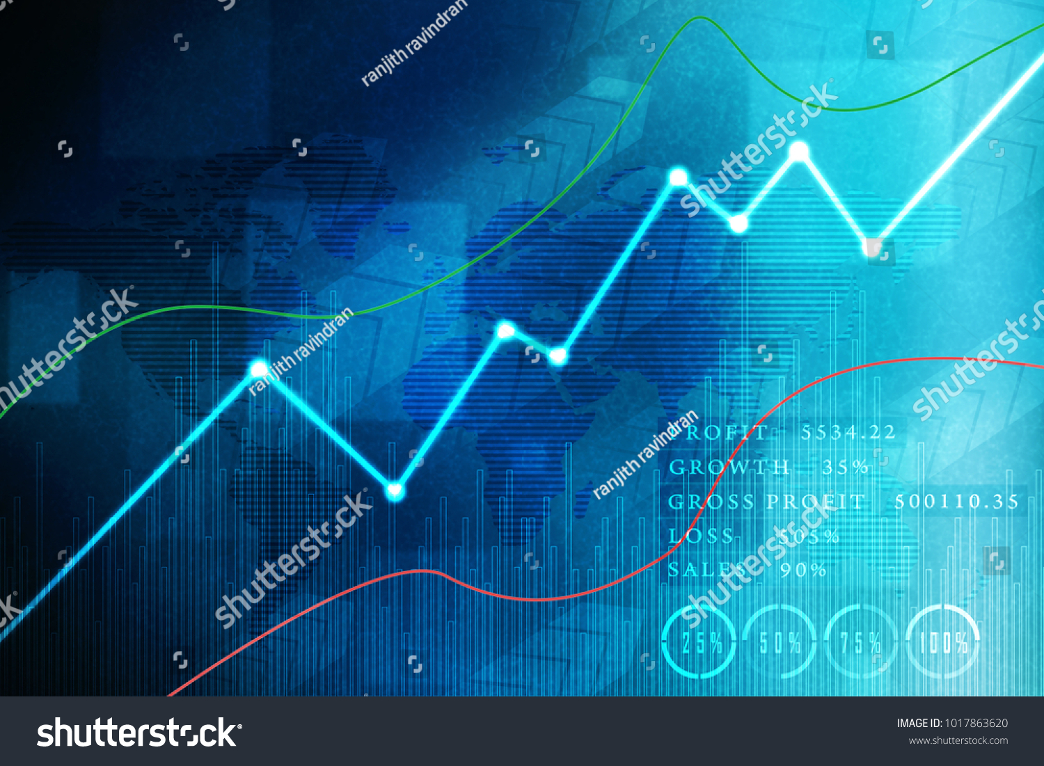 2d rendering Stock market online business concept. business Graph 