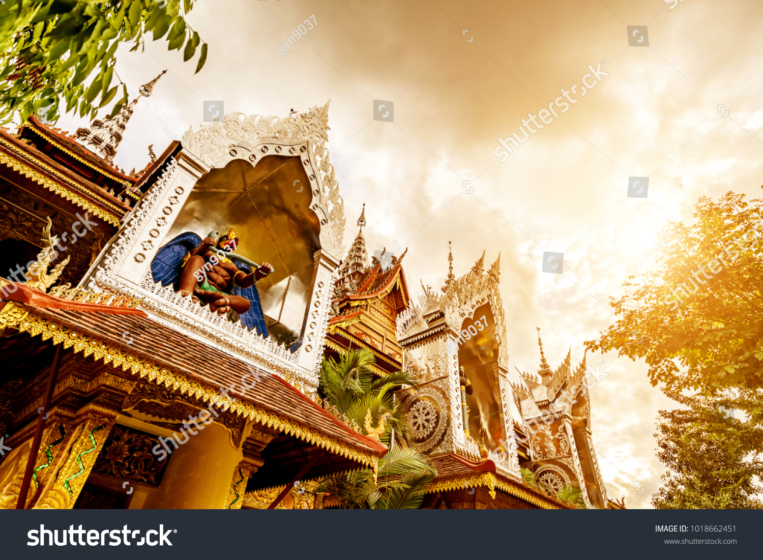Beautiful buildings in ancient temples in Xishuangbanna  Yunnan  China.