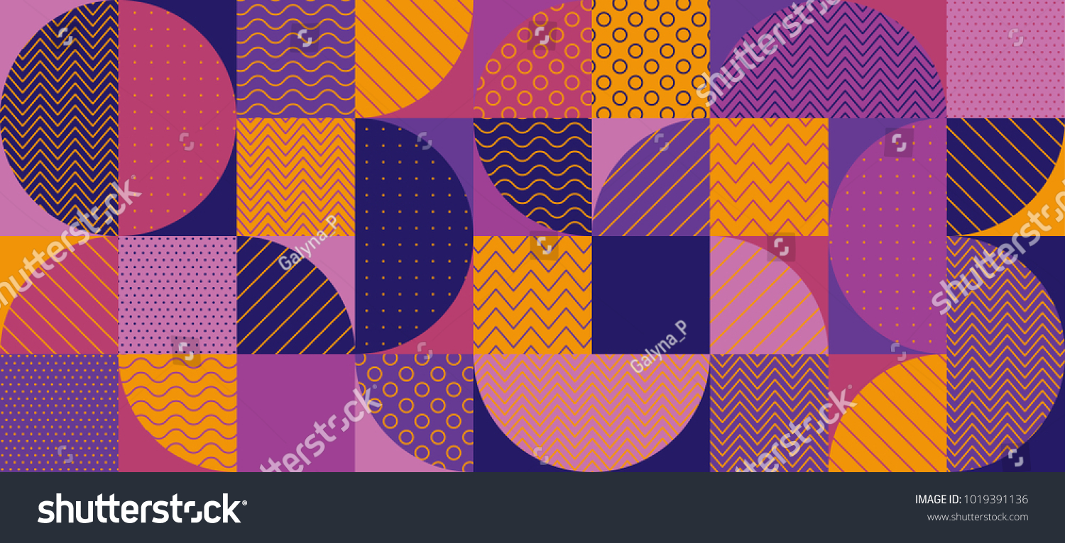Abstract multicolored geometric pattern. Geometry stock vector illustration. Seamless pattern in violet and purple colors for fabric  background  surface design  packaging  
