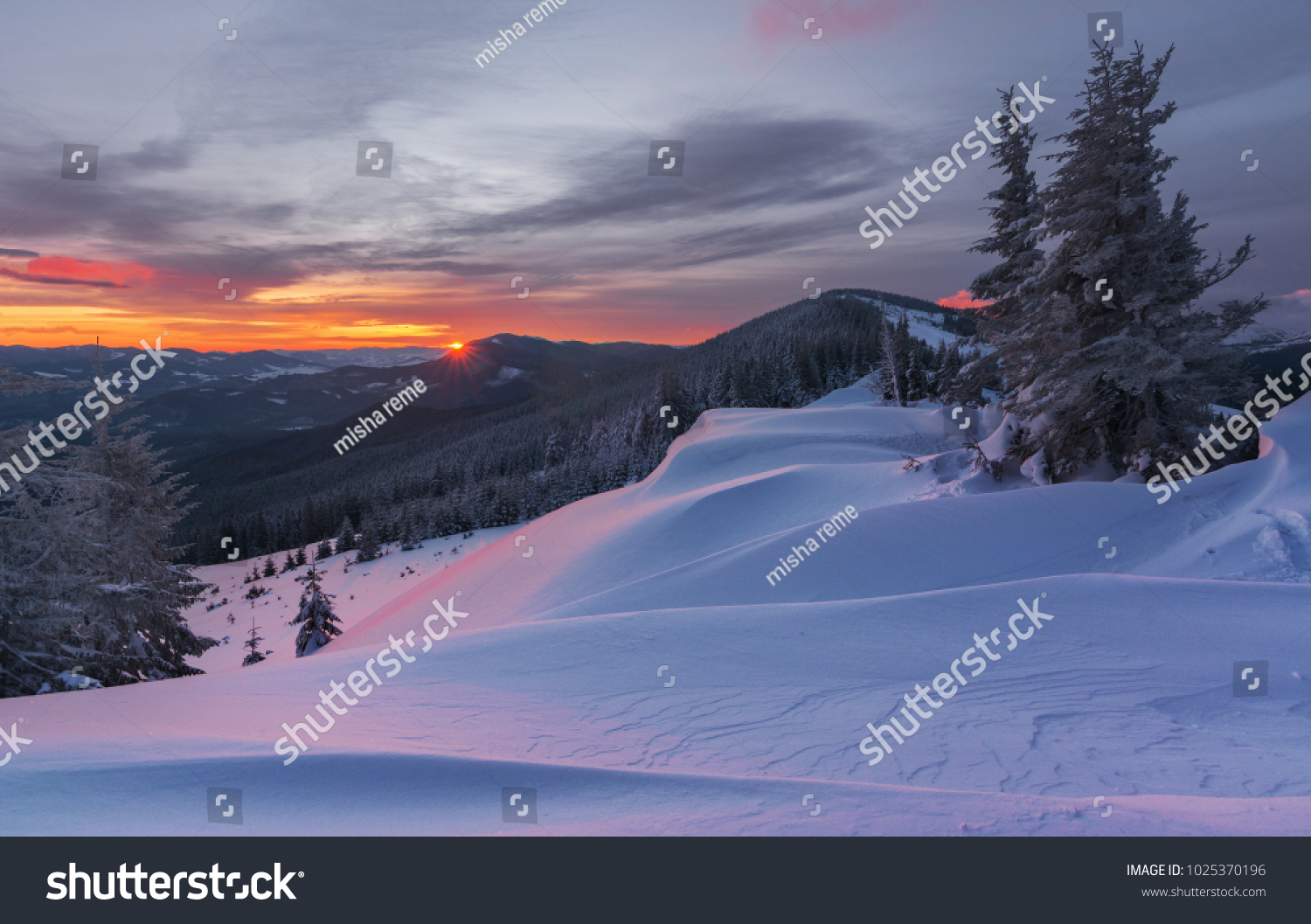Beautiful winter landscapes in mountains