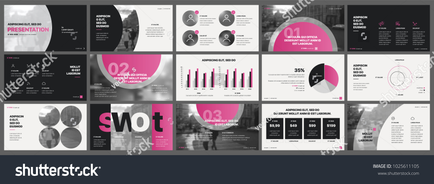 Pink presentation templates elements on a white background. Vector infographics. Use in Presentation  flyer and leaflet  corporate report  marketing  advertising  annual report  banner.