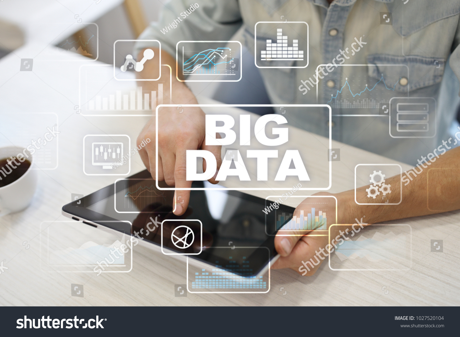 Big data analytics process management. Business and technology concept.