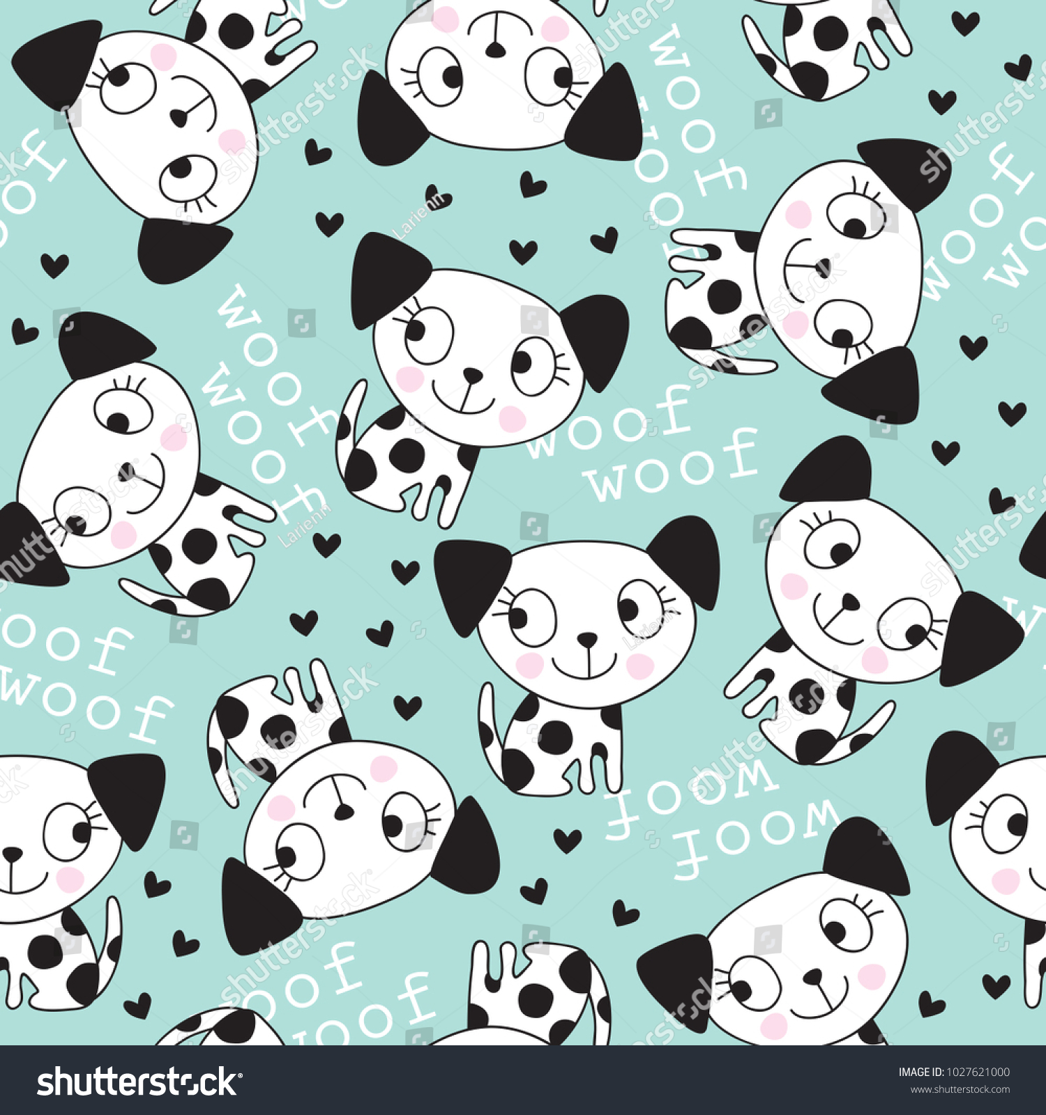 seamless cute turquoise dogs animal pattern vector illustration