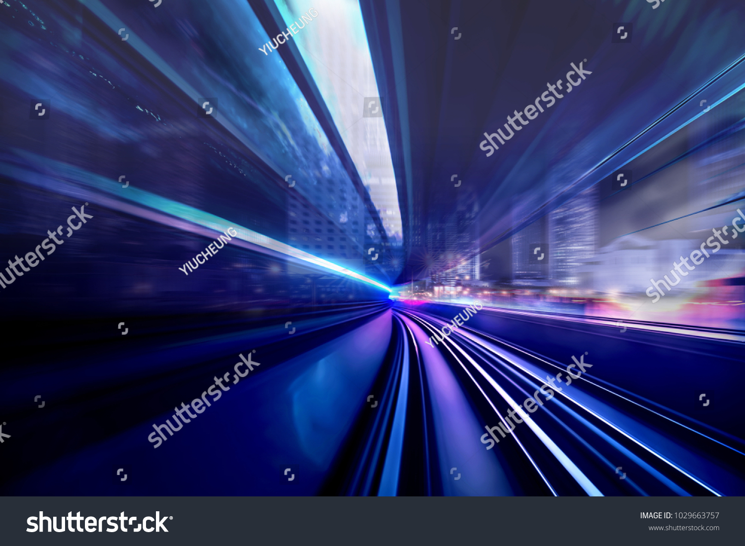 In front of moving train on city 