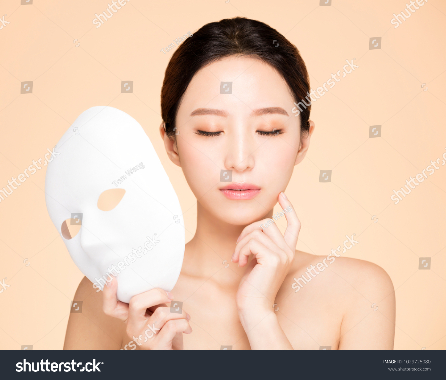 closeup beauty face with facial mask concept