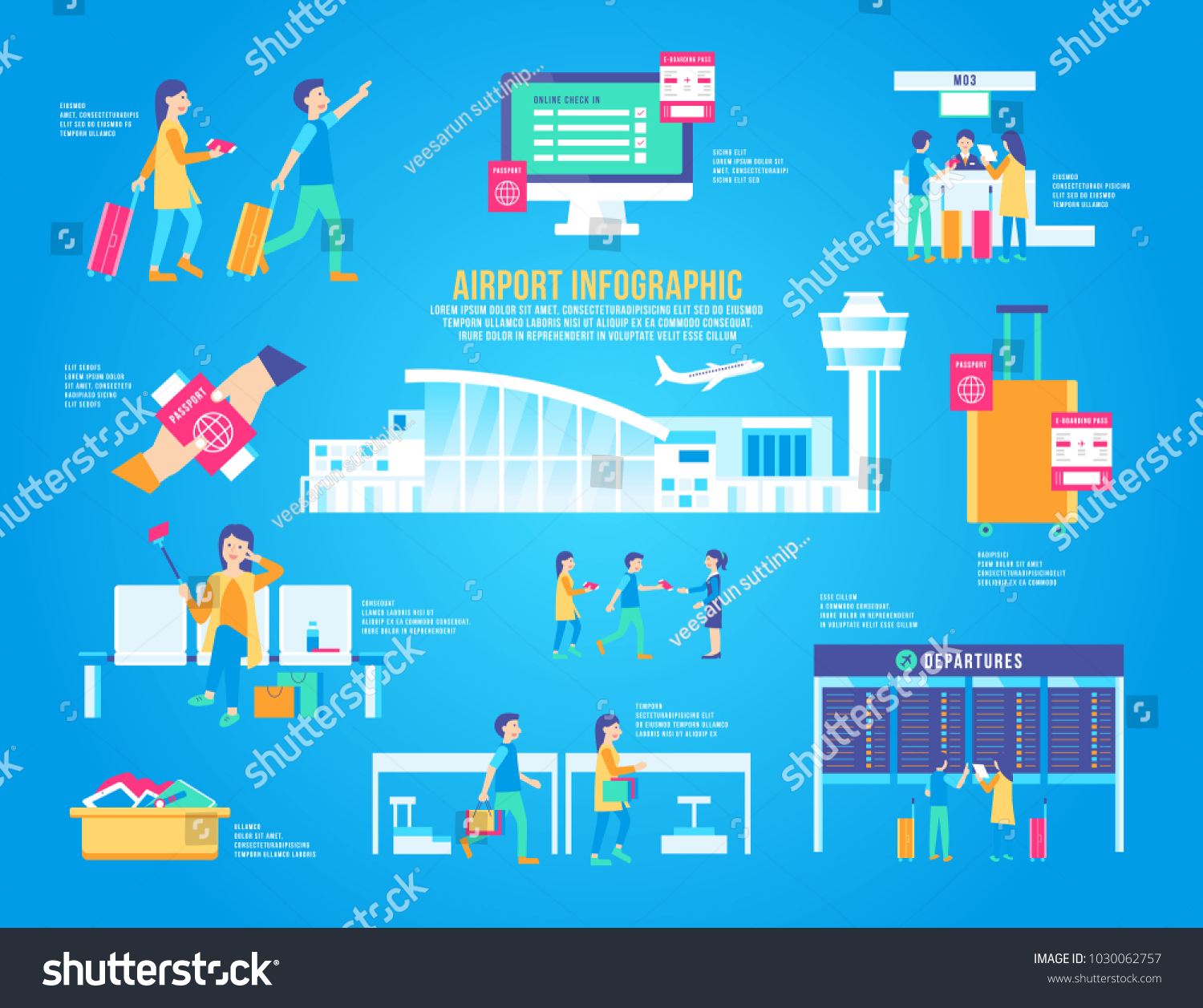 airport flat infographic vector set  design terminal  icon graphic  transport  travel background modern  landscape  airplane