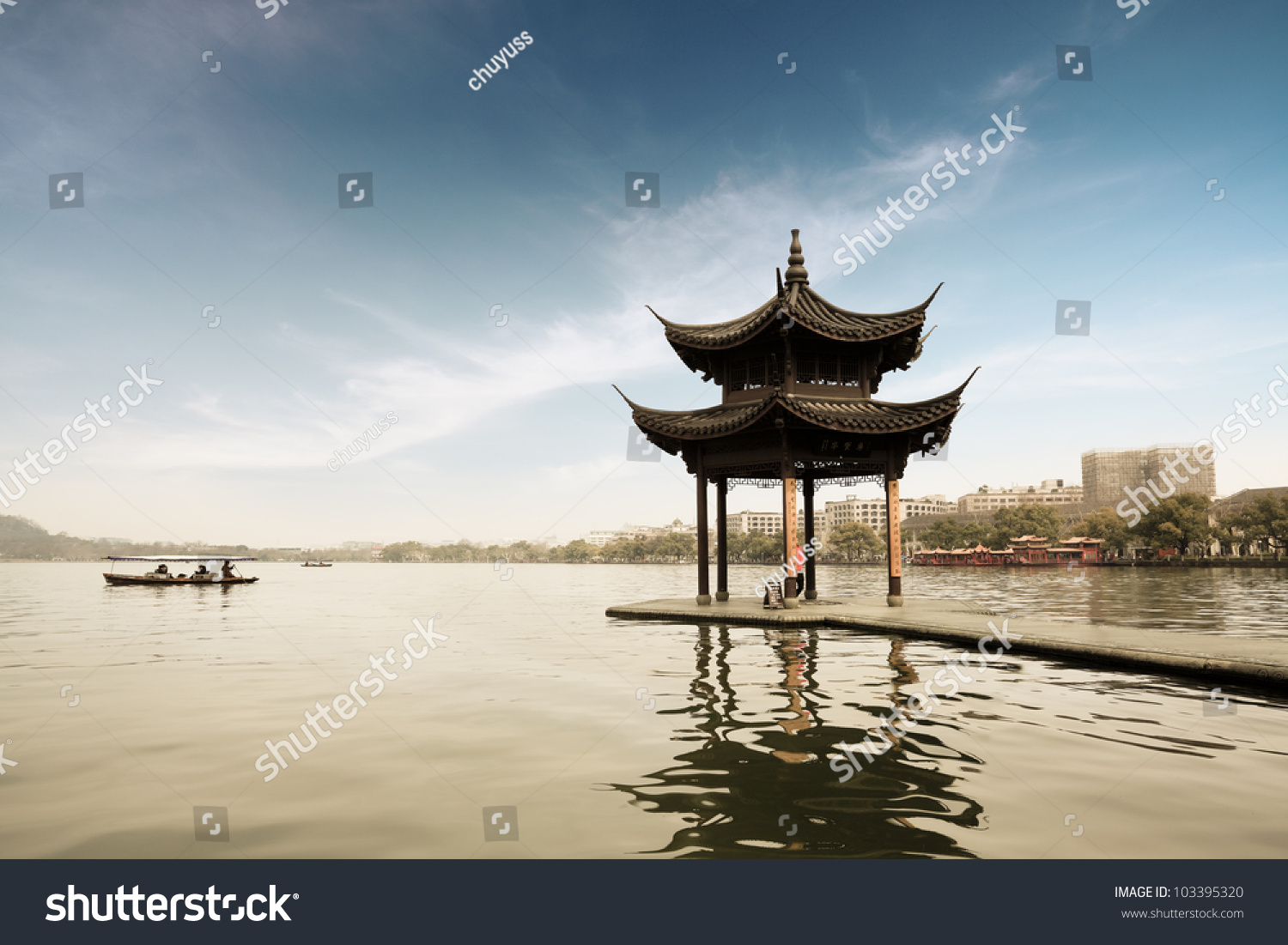 shady bower on the west lake in hangzhou China