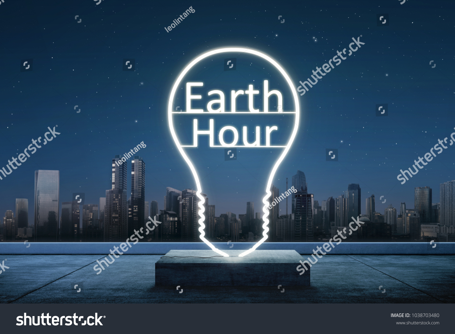 Earth hour text inside of lights bulb. Earth Hour Concept