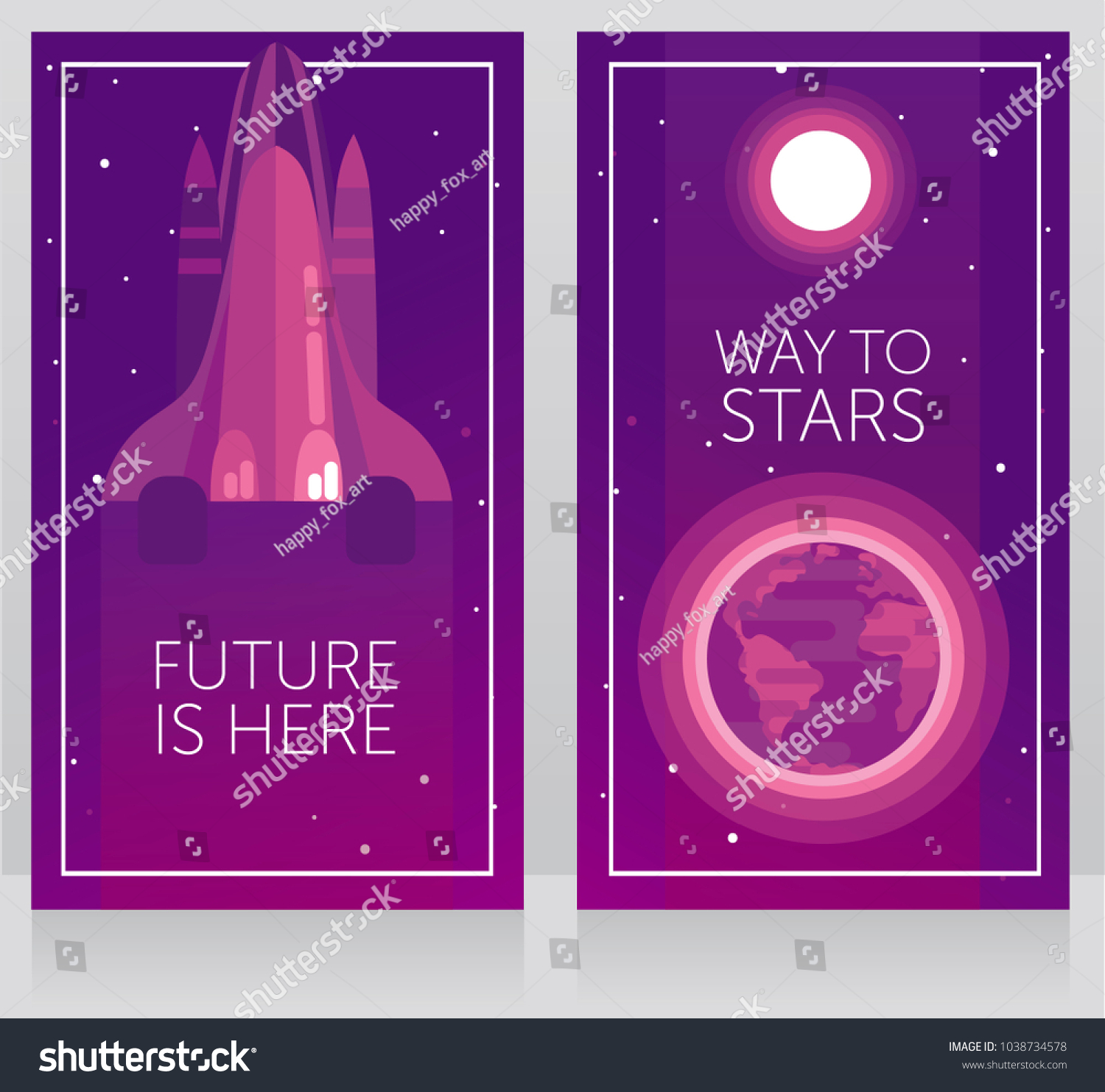 Two banners for space travels with space shuttle and Earth  can be used for space exploratioin program  vector illustration 