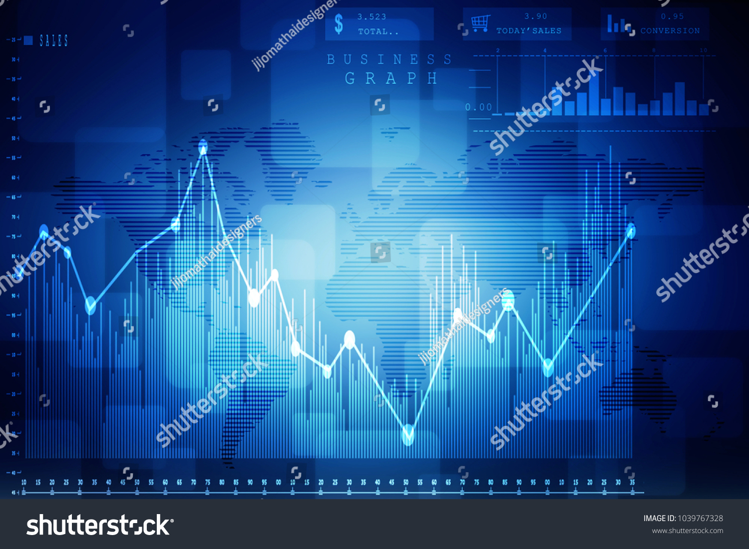 
2d rendering Stock market online business concept. business Graph 