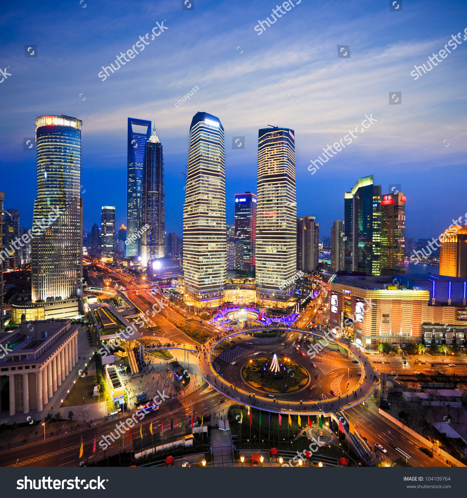 shanghai lujiazui finance and trade zone skyline night view from the oriental pearl tv tower
