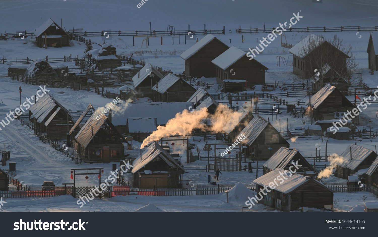 Hemu village at sunrise in Xinjiang  China  Kanas