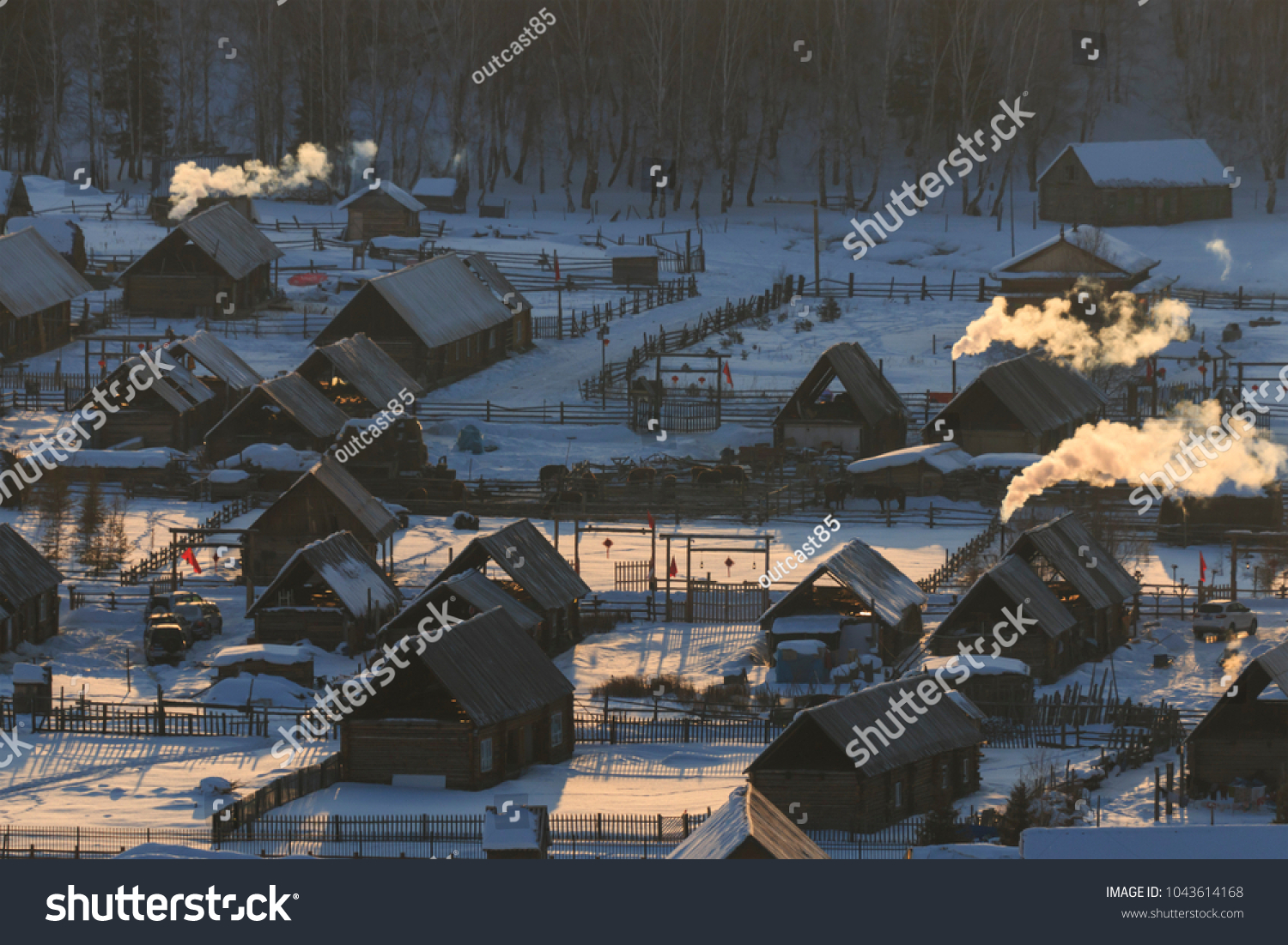 Hemu village at sunrise in Xinjiang  China  Kanas