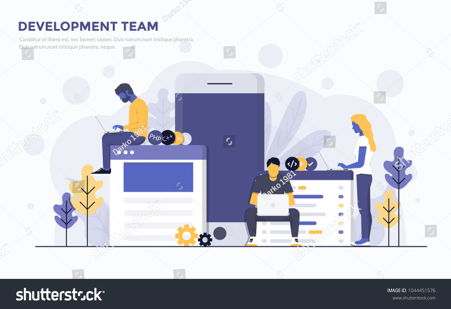 Modern Flat design people and Business concept for Development Team  easy to use and highly customizable. Modern vector illustration concept  isolated on white background.
