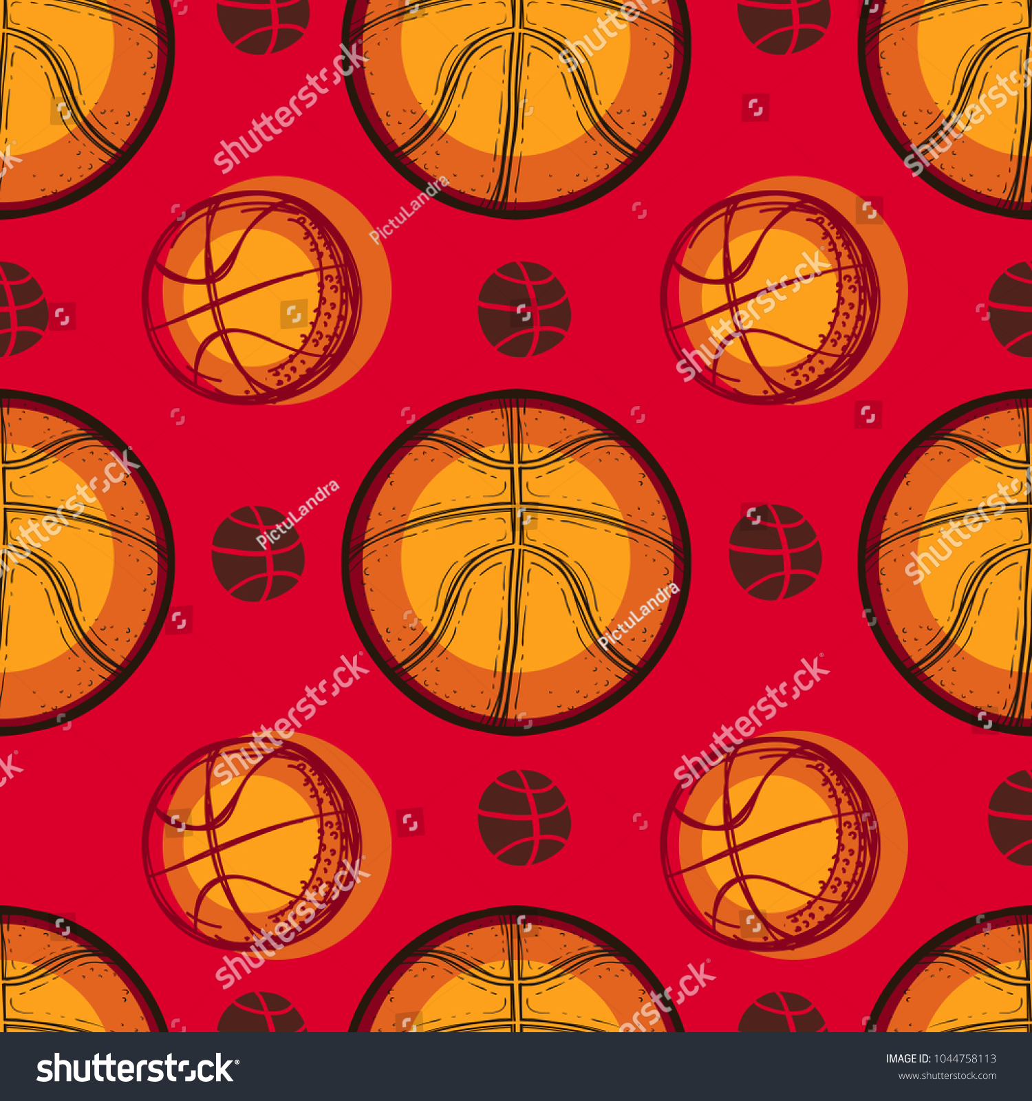 Basketball sport sketch equipment seamless pattern. Hand drawn doodle icon football background of recreation and leisure. Vector illustration