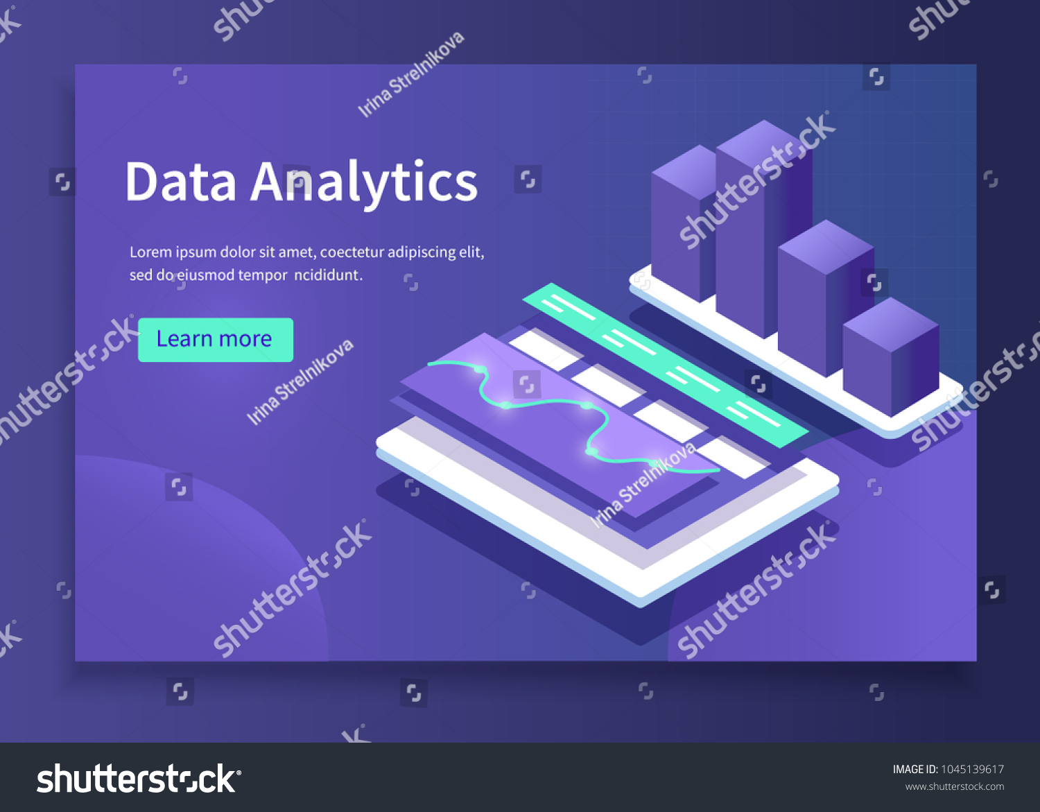 Data analytics concept banner. Can use for web banner  infographics  hero images. Flat isometric vector illustrations with trendy gradients.
