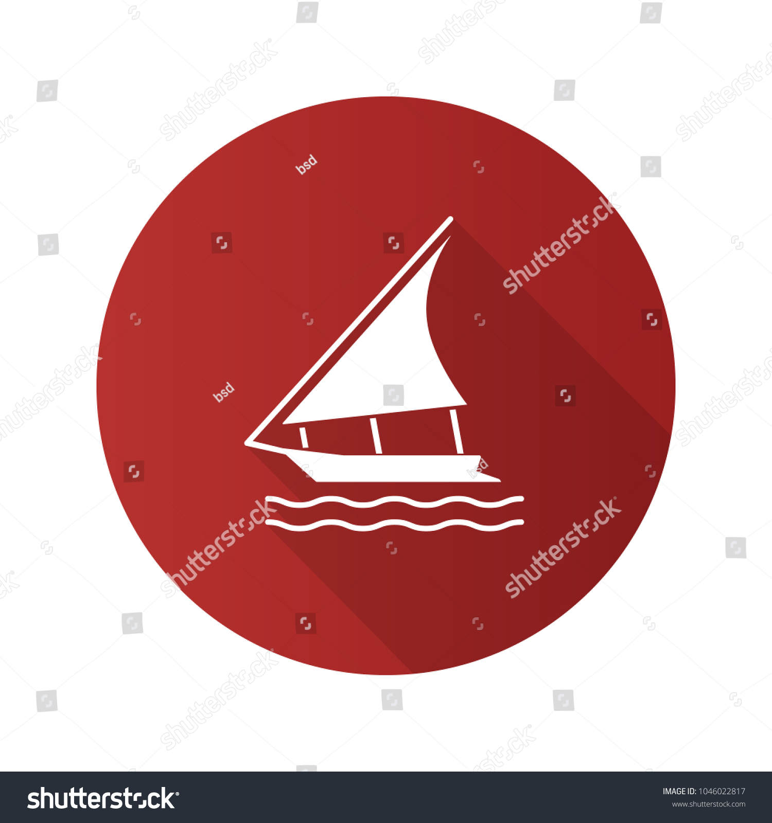 sailing boat flat design long shadow glyph icon felucca yacht