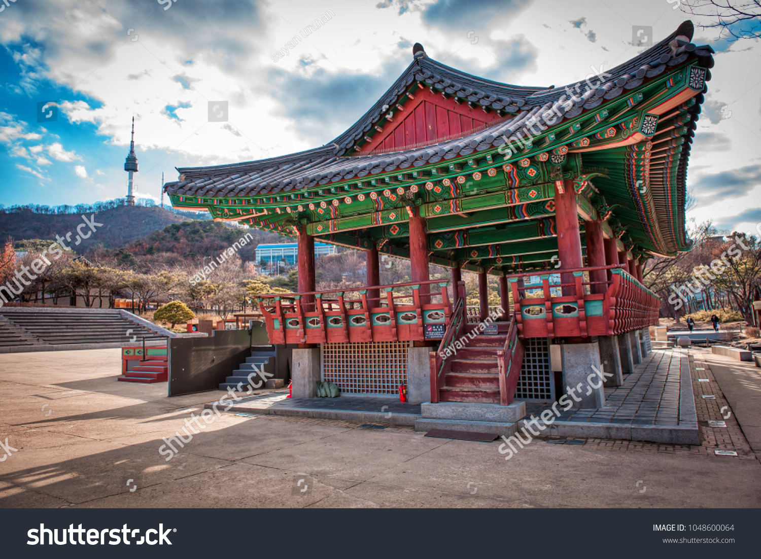 pagoda at namsangol hanok village seoul korea