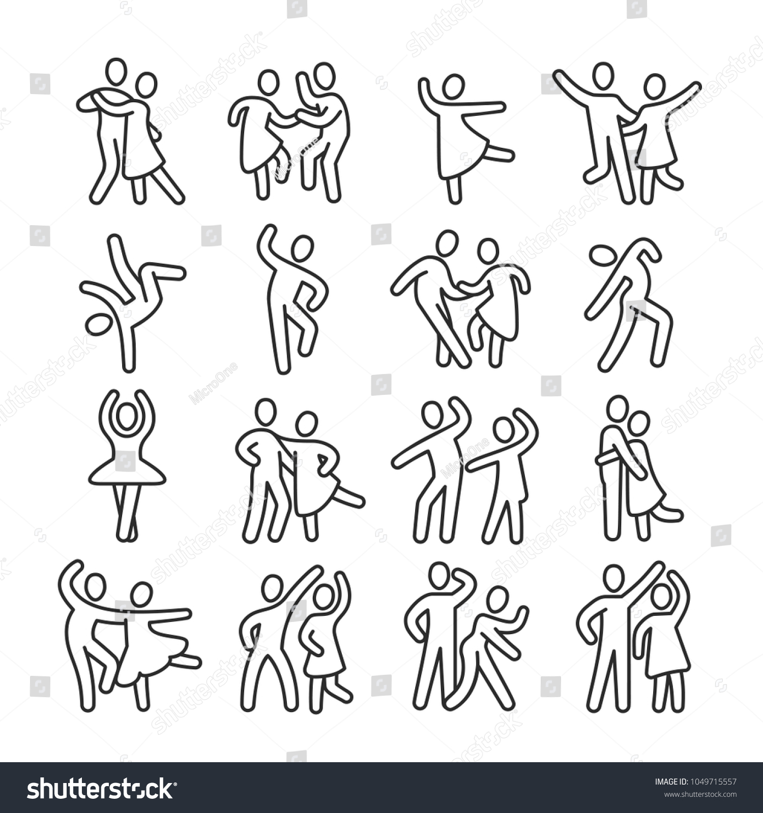 happy dancing woman and man couple icons