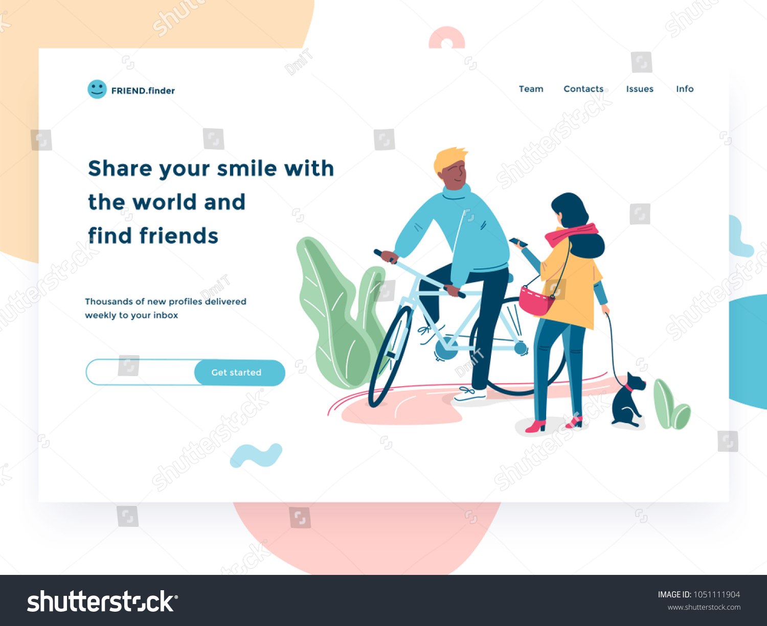 关系 在线约会和社交网络概念 - 青少年在街上聊天。着陆概念 卡通风格插图。