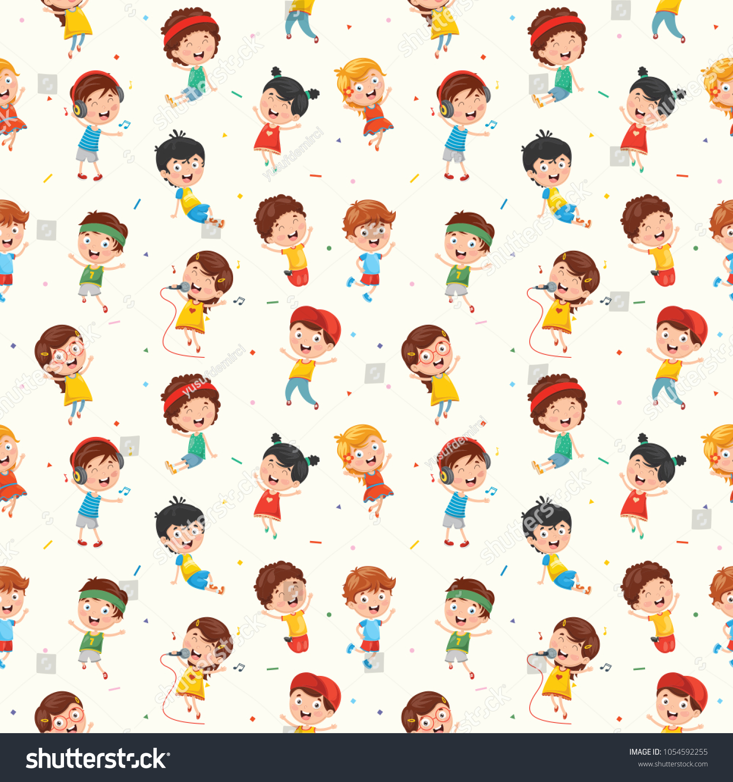 Seamless Pattern Of Funny Kids