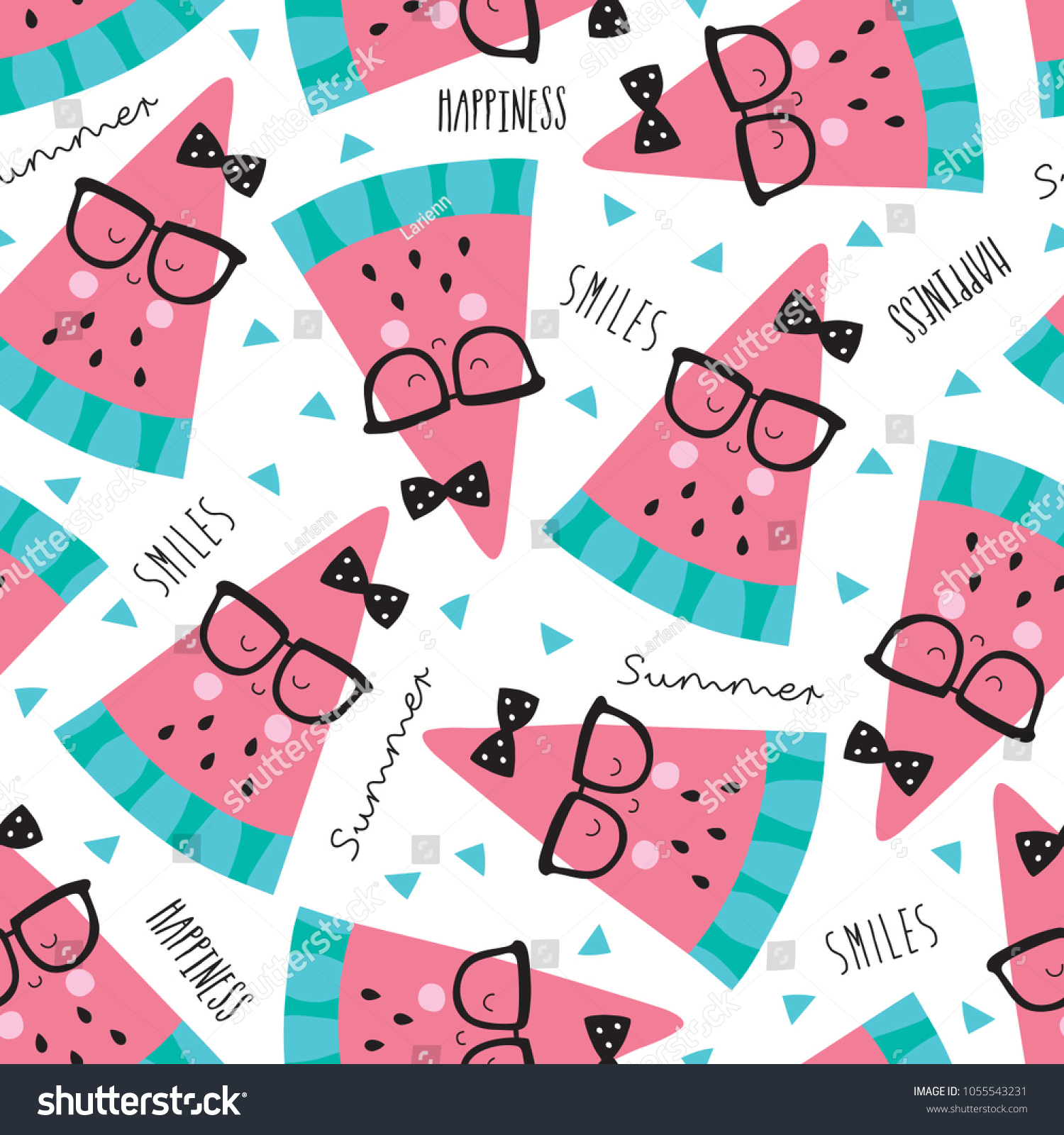 seamless cute melon fruit pattern vector illustration