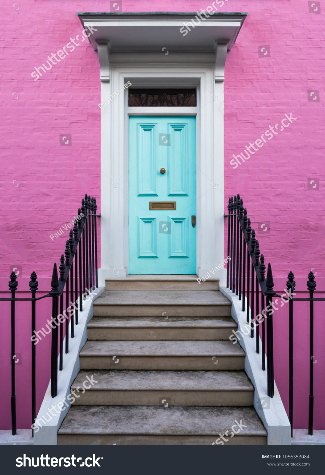 Colourful Entry & Door to a 18th Century Georgian London House  UK.