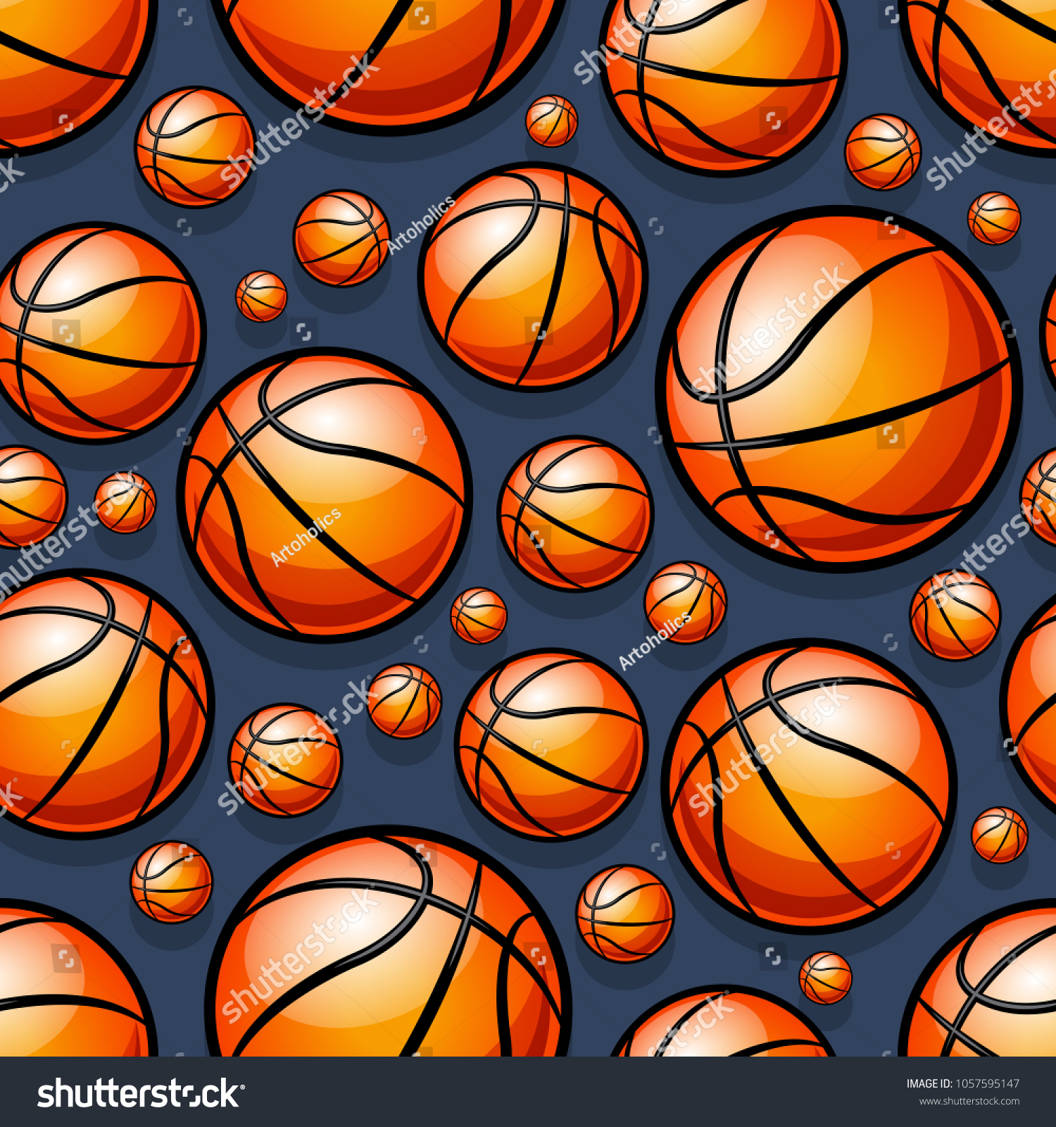 Seamless pattern with basketball ball. Vector illustration. Ideal for wallpaper  cover  wrapper  packaging  fabric  textile design and any kind of decoration.