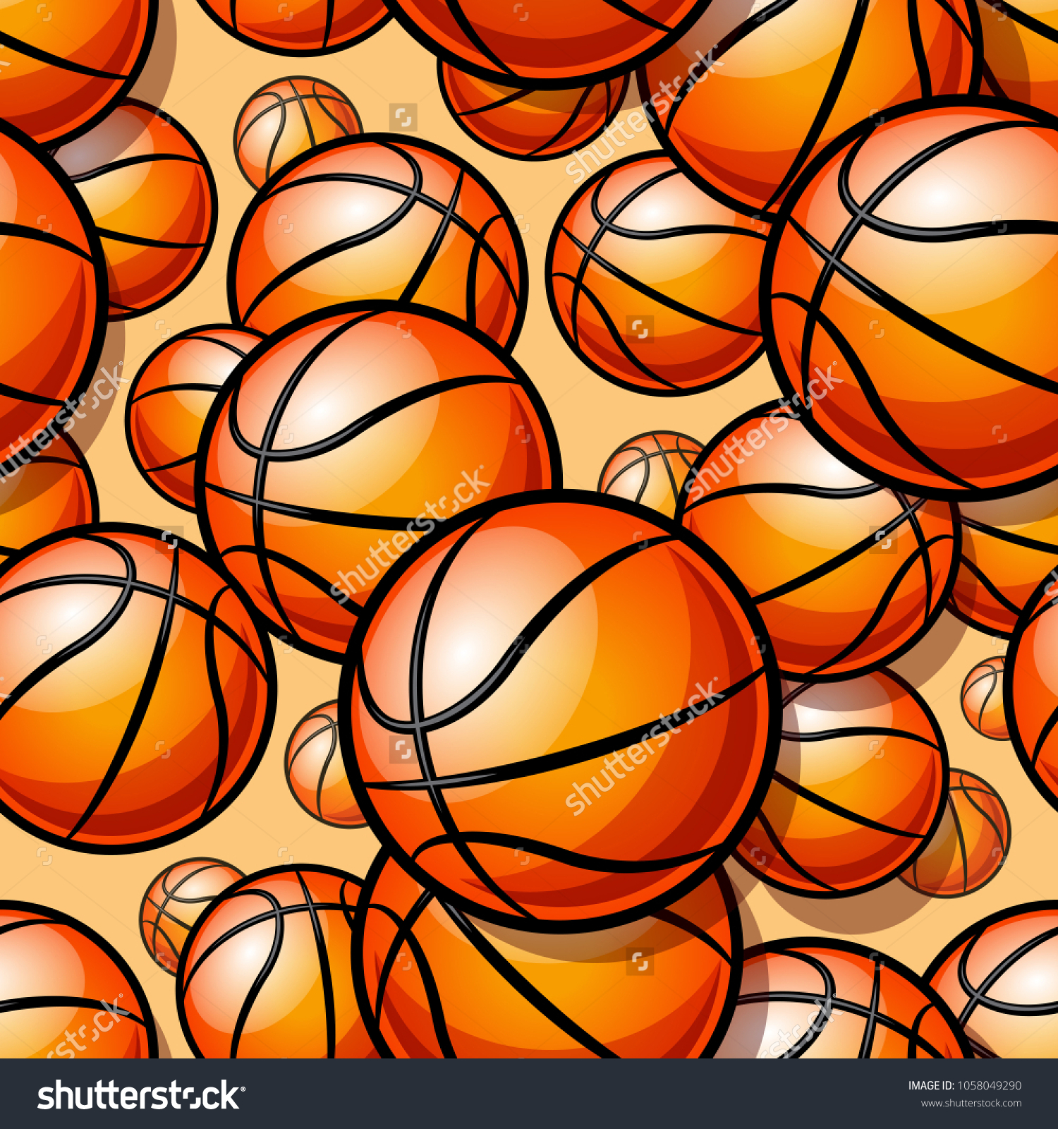 Seamless pattern with basketball ball. Vector illustration. Ideal for wallpaper  cover  wrapper  packaging  fabric  textile design and any kind of decoration.