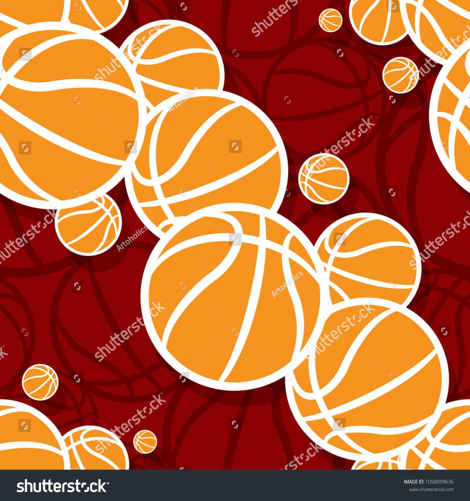 Seamless pattern with basketball ball. Vector illustration. Ideal for wallpaper  cover  wrapper  packaging  fabric  textile design and any kind of decoration.