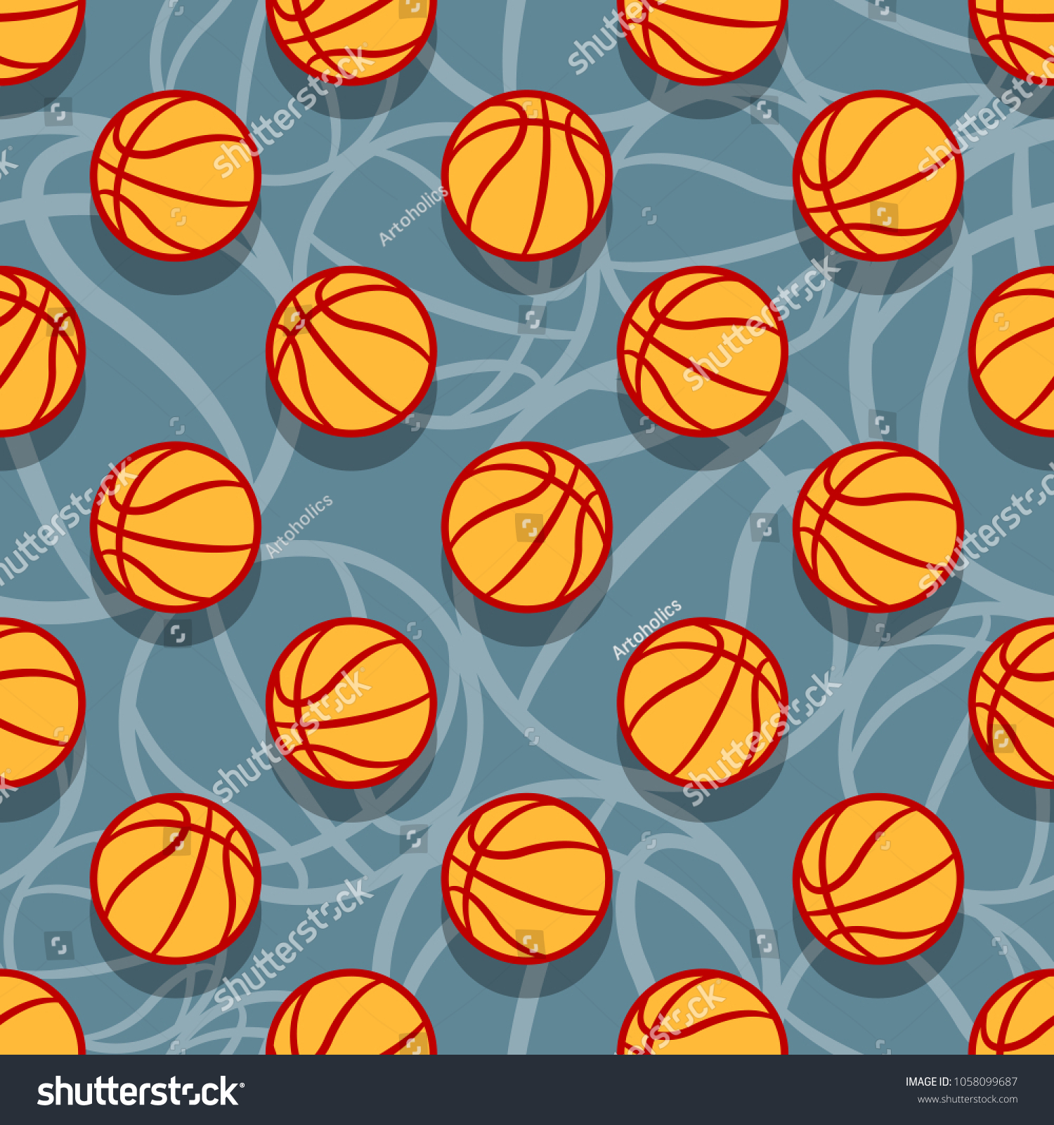 Seamless pattern with basketball ball. Vector illustration. Ideal for wallpaper  cover  wrapper  packaging  fabric  textile design and any kind of decoration.