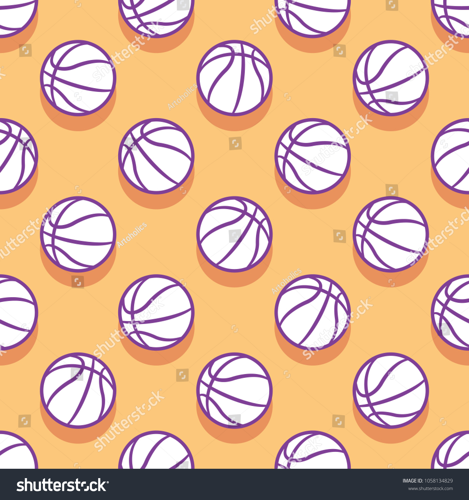 Seamless pattern with basketball ball. Vector illustration. Ideal for wallpaper  cover  wrapper  packaging  fabric  textile design and any kind of decoration.