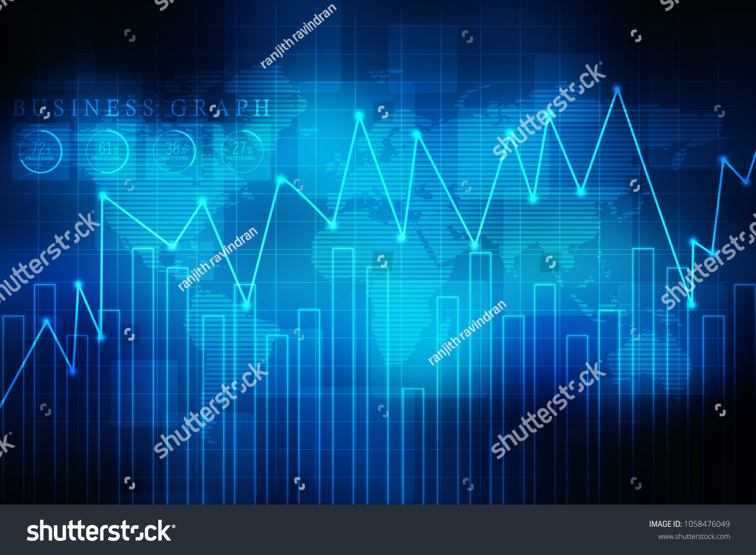 2d rendering Stock market online business concept. business Graph 